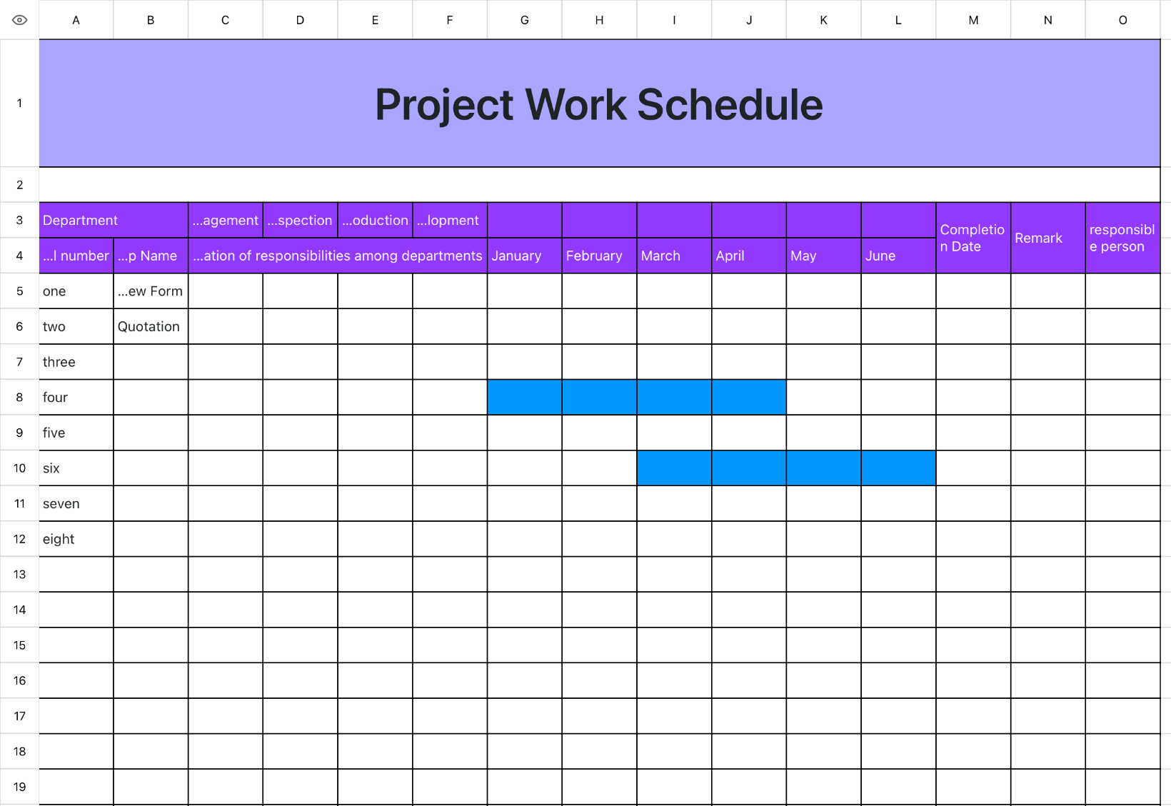 Project Work Schedule
